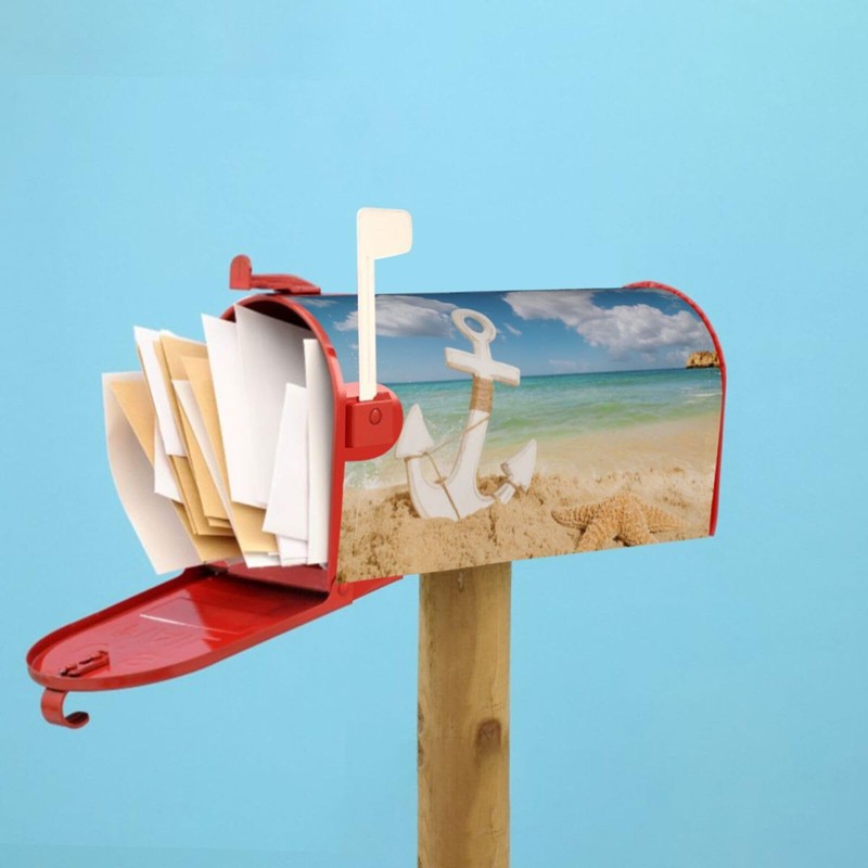 Duduho Sea Starfish Beach Nautical Anchor Mailbox Cover Magnetic Summer