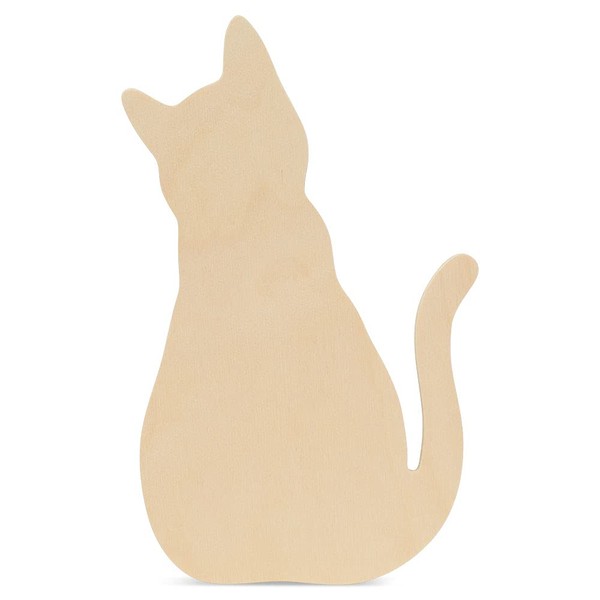 Wood Cat Cutout 8 x 4-4/5 Inch, Pack of 3