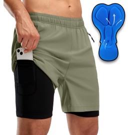 Bikewa - Pantalones cortos de bicicleta de montaña para hombre, 3D, acolchados, ajuste holgado, para equitación, ciclismo, ciclismo, bicicleta, motociclista, bolsillos con cierre