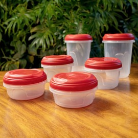 Guateplast - Set de 6 Envases con Rosca para Alimentos - Varios Tamaños (4, 2 y 1.5 Tazas) | Set de Herméticos | Juego de Recipientes para Alimentos | Contenedores para Comida | Color Rojo