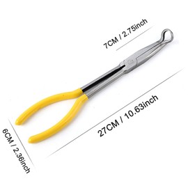 Long Nose Pliers Spark Plug Pliers Long Nose Pliers with Ring Tip Made of High-Strength Chrome Vanadium Steel 45/90 Degree Curved Nose O-Shape Tip Electrician DIY Craft Tool 6 x 27 cm Yellow