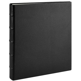 Post Impressions System Standard 3-Ring Black Pebble-Grain Eco-Leather Binder unfilled