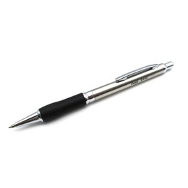 Pentel Sterling Elite Retractable Ballpoint Pen - Brushed Metal Stainless Steel Barrel - Soft Rubber Grip - Black Ink - B460