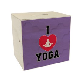I Love Yoga Wooden Money Box in Purple for Yoga Teachers A Decorative Piggy Bank for Yoga Schools Sports Yoga Training Money Box Yoga Mat