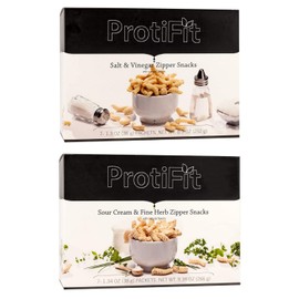 PROTIFIT - High Protein Salt and Vinegar & Sour Cream and Fine Herb Zipper Snacks 2 Pack, 15g Protein, Low Calorie, Low Sugar, Low Fat, Ideal Protein Compatible, 7 Servings Per Box, (2 Pack)