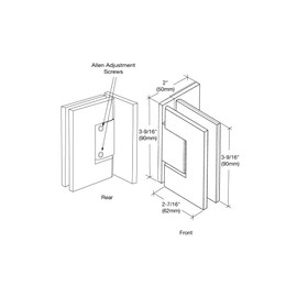 CRL MEL324MBL Matte Black Melbourne Adjustable Wall Mount Offset Back Plate with Cover Plate Hinge