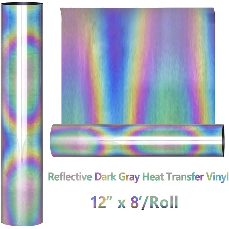 HTVVETUR Reflective Rainbow HTV Heat Transfer Vinyl Roll 12 Inch