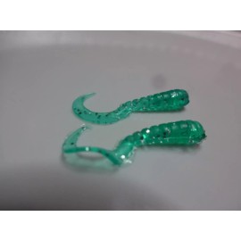 Unbranded SOFT PLASTIC SMALL 1" SEA GREEN/SILVER GLITTER CURL-TAIL GRUB FISH BAIT USA