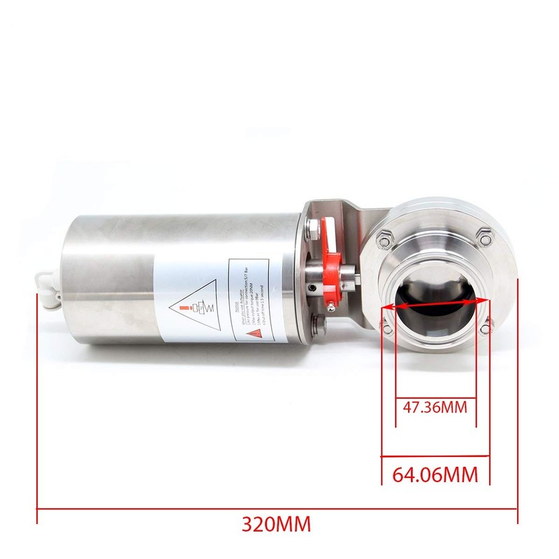 QiiMii 2" Sanitary SS304 Tri Clamp Pneumatic Actuator Butterfly Valve