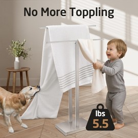 KES Freestanding Towel Rack for Bathroom, Floor Towel Racks for Bathroom with Weighted Base 2-Tier, Double Bath Towel Holder 18/8 Stainless Steel Brushed Finish, BTH231-2