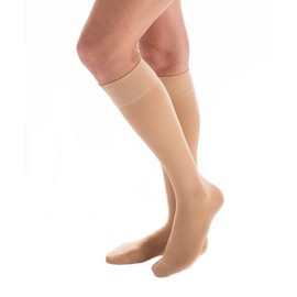 Carolon Health Support Knee High Bariatric Medical Compression Socks - Venous Insufficiency Compression Hose, Latex Free, 30-40 mmHg Closed Toe - 1 Pair (Beige, C Regular)