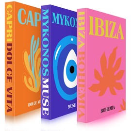 Tatuo Set of 3 Preppy Decorative Fake Books Funky Aesthetic Room Decor Coffee Table Books Decor Faux Books for Decoration Bookshelf Decor Books Stuff Things(Preppy Travel)