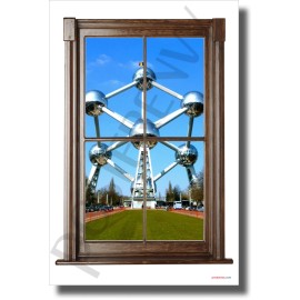 Atomium in Belgium - Window View - NEW World Travel Poster