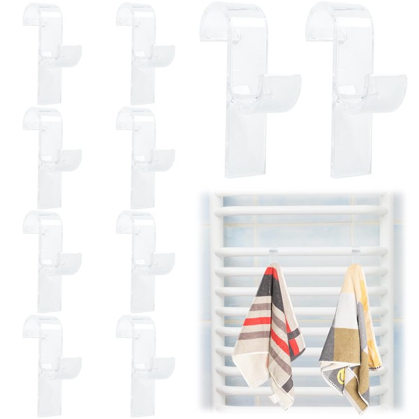 Annickee 10 Pcs Round Towel Radiator Brackets Hooks, Movable Over
