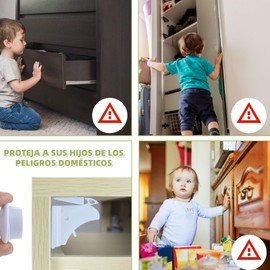 POGEPE Cierres de Seguridad para Niños, Cierres Magnéticos de Seguridad Invisible, Cerraduras de Bebé con 10 Cerraduras y 2 Llaves, Instalación Sin Taladrar, Seguros para Puertas y Cajones Bebé
