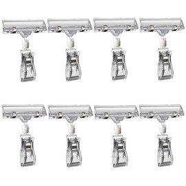 Paquete de 16 Clips de Plástico para Letreros - Giratorios de Doble Cara para Etiquetas de Precio, Soportes para Estantes, Percheros y Menús Minoristas