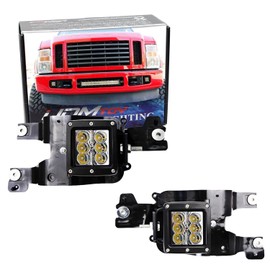 iJDMTOY Foglight Location LED Pod Lights Compatible With 08-10 Ford F250 F350 F450 Super Duty, Including (2) 3-Inch White 24W LED Cubic Lamps, Fog Area Mount Brackets and On-Off Switch Wire Harness