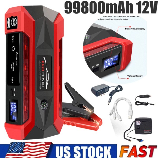 Unbranded 99800mAh Car Jump Starter Booster Jumper Box Power Bank