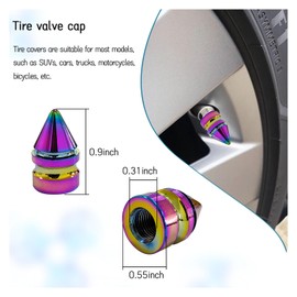 Suvnie 4 PCS Car Tire Valve Stem Caps, Spiked Aluminum Alloy Auto Tire Wheel Stem Covers, Universal Dustrpoof Tire Trim Accessories for Cars, Trucks, SUVs and Motorcycles (Colorful)