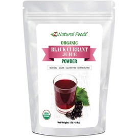 Z Natural Foods Organic Black Currant Juice Powder, Superfood Berry Supplement, Mix In Smoothies, Shakes, Tea, Cooking & Baking Recipes, Non GMO, Gluten Free, Vegan, Kosher, 1 lb