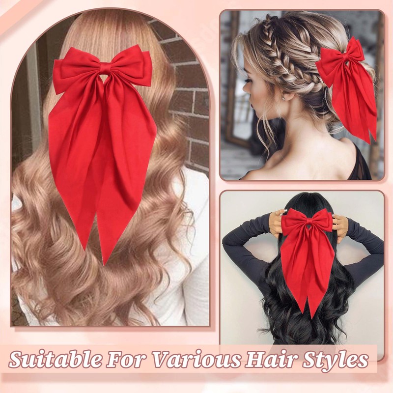 STGDAK Red Hair Bow Hair Bow Clips Long Tail Hair