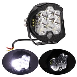 Luces Todoterreno Luces Antiniebla, Barra Ligera Llevada Redonda, 5in LED Offroad Light IP67 Impermeable 90W 5000LM Universal Spotlight para SUV ATV UTV Boat(#2)