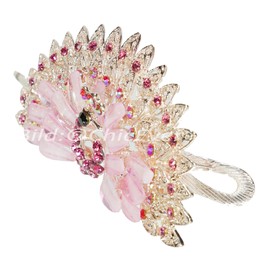 Beautiful Crystal Peacock Hair Clips Metal Clip Hair Clip Rhinestone & Acrylic Pink Gold 5263