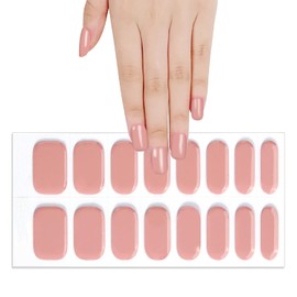 DANNEASY 16 Pieces Semi Cured Gel Nail Strips - Nude Solid Color, Gel Nail Stickers Full Nail Wraps Salon-Quality, Long Lasting, Easy to Apply with Nail File, Cuticle Stick, Prep Pads