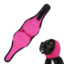 Dog Ear Cover & No Shake Ear Wrap, Reusable Waterproof Dog Ear Protection muffs for Anxiety Relief and Noise Protection, Hematoma, Lightning, Thunderstorms, Fireworks, Vet Visits and Swimming(Pink, M)