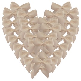 Micomon 50pcs 1.2-Inch Mini Bows for Crafts Satin Ribbon Bows in Cream Ivory Color Gift Appliques Craft for Christmas Decoration(Ivory)