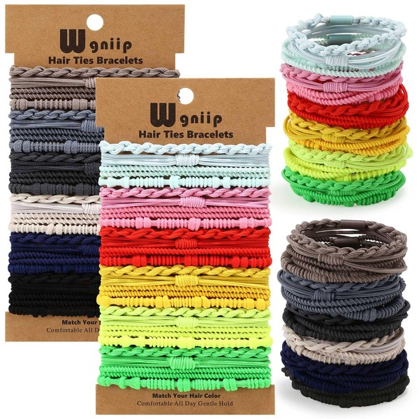 Wgniip 48 Pcs Boho Hair Ties for Women, 4 Styles