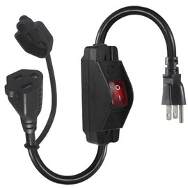 wininks ON Off Switch Extension Cord 3 Prong - 1.5FT Waterproof NEMA 5-15P Male to NEMA 5-15R Female 3 Prong Extension Cable for Outdoor IP54, Heavy Duty Supply Cord 125V 15A,SJTW 14AWG