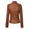 LL WJC747 Womens Dressy Vegan Leather Biker Jacket M CAMEL