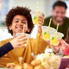 Whaline 100Pcs Lemon Disposable Plastic Cups with Lids and Straws