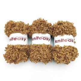 Textured Curly Yarn Like Teddy Fur, Teddy Bear Yarn 3 Skeins 150g/5.3oz,3mm Thickness, Comfortable and Soft to Touch,can be Used as Doll Hair Weaving, Suitable for Various handicrafts (Brown)