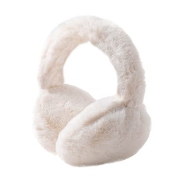 SUNBORRY Faux Fur Earmuffs for Women, Foldable Furry Ear Warmers for Winter, White
