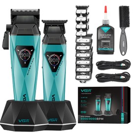 VGR 877S2 Cordless Barber Clipper Trimmer Set with 9000 RPM, Green
