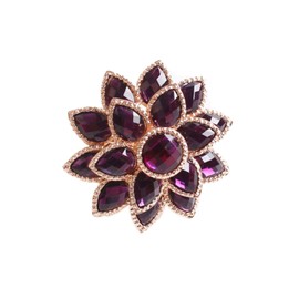 Fennco Styles Rhinestone Crystal Flower Napkin Rings Wedding Holiday Table Decoration - Set of 4 (Purple Crystal Flower)