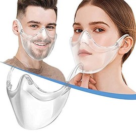 Beiyoyo - Máscara facial transparente duradera, protección facial reutilizable, expresión visible, transpirable y evita la niebla de los anteojos (1 unidad)