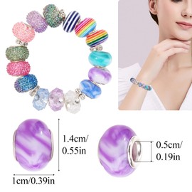 375PCS Large Hole Beads&100PCS Spacer Bead for Jewelry Making,Bulk European Craft Beads,Assortment European Large Hole Spacer Beads MixedColor Jewelry Beads for Charms Bracelet Necklace Earring Making