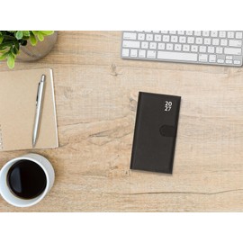 2027 Slim Wallet Diary Week To View - Compact Black Faux Leather Planner - Lightweight Portable Daily Organiser - Handbag School Travel Diary