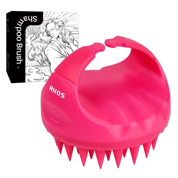 RHOS Scalp Massager Shampoo Brush-Hair Scalp Scrubber with Soft Silicone Bristle,Scalp Exfoliator for Scalp Exfoliator&Hair Growth-Hair Shampoo Brush for Women,Men,Kids and Pets(Pink)
