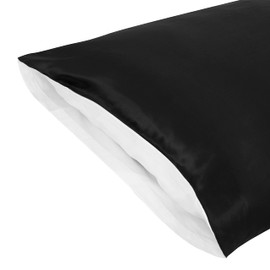 JASMINE SILK 100% Pure Mulberry Silk 19 Momme Charmeuse Silk Pillowcase With Cotton underside 1pc 50 x 75 cm Hypoallergenic (Black)