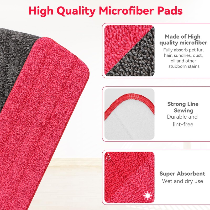 16.5 inch Microfiber Mop Pads for Rubbermaid Reveal Spray Mop