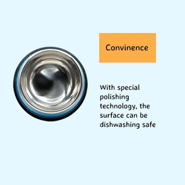 E-Booming Rock Stainless Steel Anti-Slip Thickened Pet Bowl Bite-Resistant Dog Food Drinking Bowl, Blue