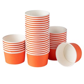 Coppetta 5 Ounce Ice Cream Cups, 200 Disposable Treat Cups - For Hot And Cold Foods, LeakResistant, Tangerine Orange Paper Chili Cups, Freezer- And Microwave-Safe, Grease-Resistant - Restaurantware