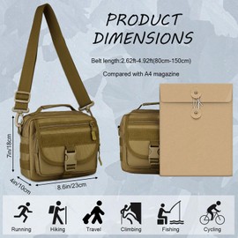 Protector Plus Tactical Messenger Bag Men Small Military MOLLE Crossbody Pack Tool Briefcase Assault Gear Handbags Outdoor Utility Carry Satchel (Patch Included), Black