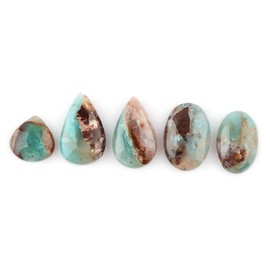 CRYSTALIS Wholesale 5pcs Natural Aqua-prase Loose Gemstone Bulk Cabochons Jewelry Making Supply, Chakra Healing Polished Stones, Wire Wrapping, DIY, Gem Collection