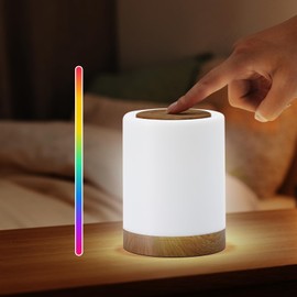 Funteam Night Light, Rechargeable Bedside Touch Lamp, Dimmable Night Light with Warm Light & Color Changing RGB,Touch Color-Changing Ring, Portable Night Lamp Table Lamp for Bedrooms.