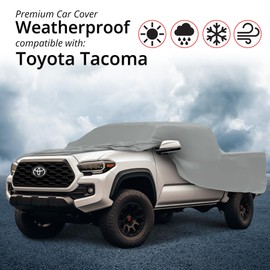 Car Covers Weatherproof Max Truck Cover & Warranty Compatible with Toyota 2022-2023 Tacoma Double Cab, 6' & Shell– Outdoor Cover, Prevents Theft with Cable Lock